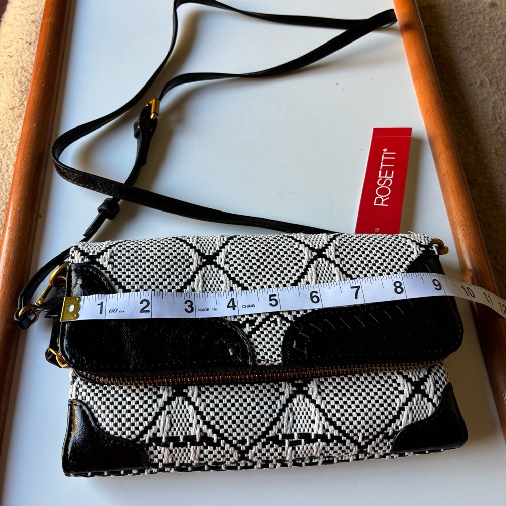 Rosetti Black & White Quilted Print Crossbody with Black Trim - Picture 11 of 13